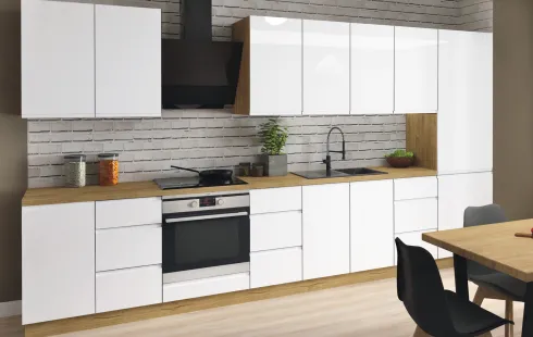 Szafka 80 górna Kampara (Biały lakier/dąb Soma ciemny)