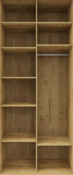 Wysoka szafa przesuwna lustra 100cm (biały połysk/lustro/dąb Soma ciemny)