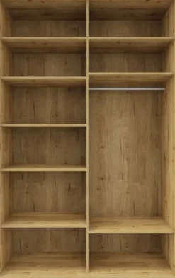 Wysoka szafa przesuwna lustra 150cm (biały połysk/lustro/dąb Soma ciemny)