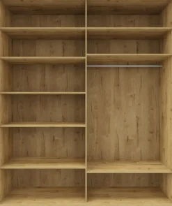 Wysoka szafa przesuwna lustra 200cm (biały połysk/lustro/dąb Soma ciemny)